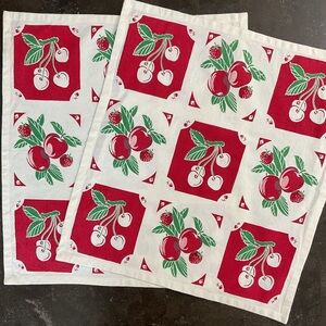 TAG cherry apple strawberry print napkins or tea towel set